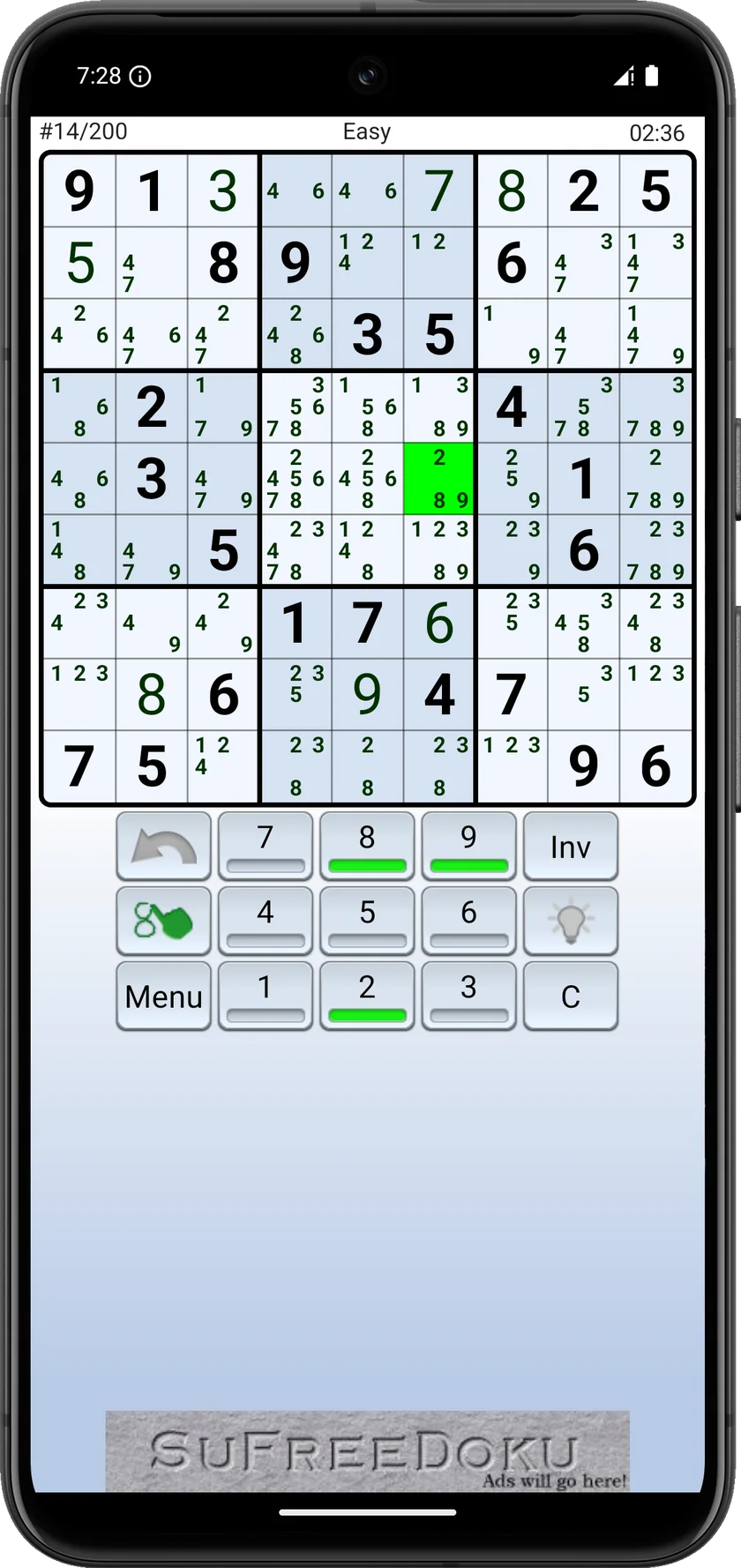 Blue Free Sudoku color theme