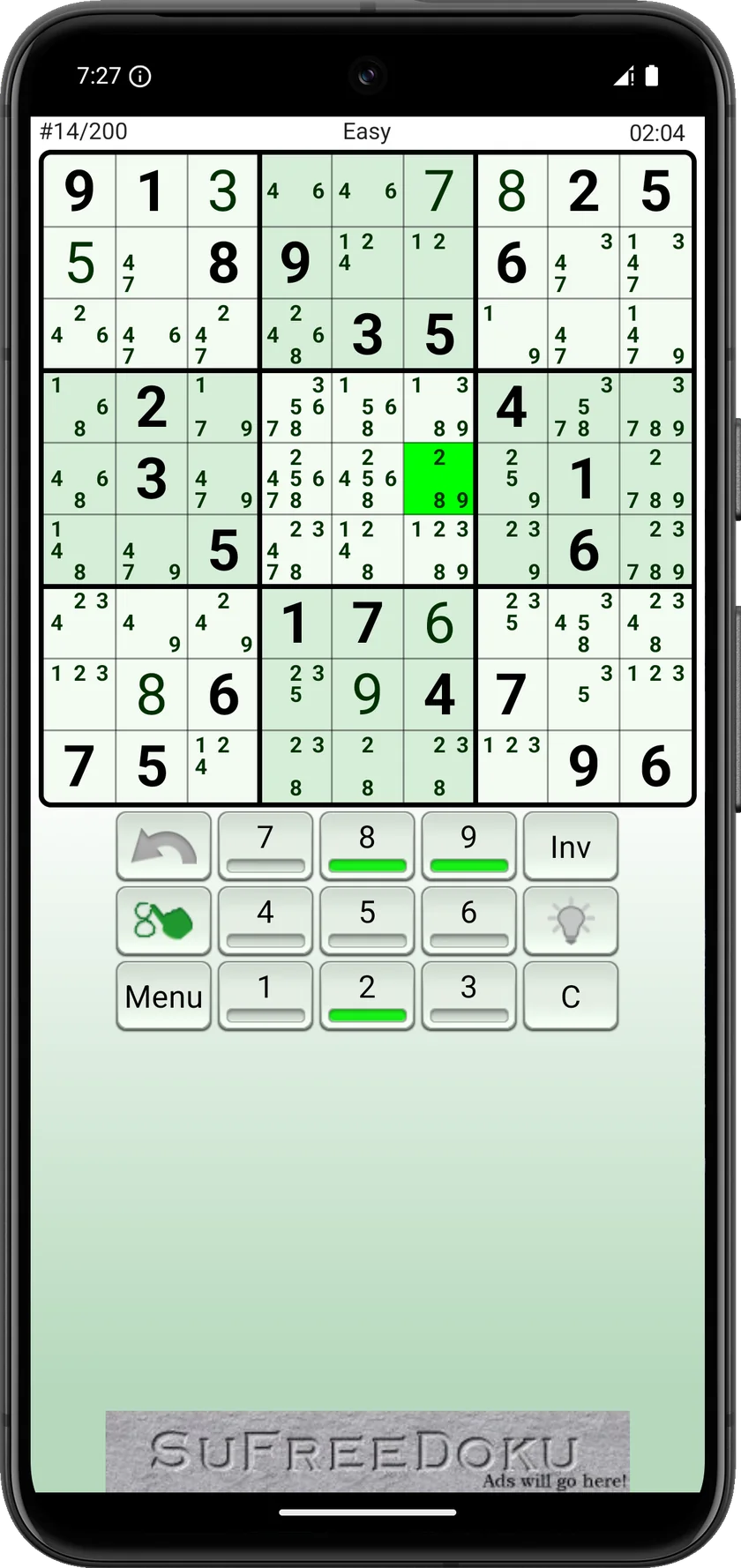 Green Free Sudoku color theme