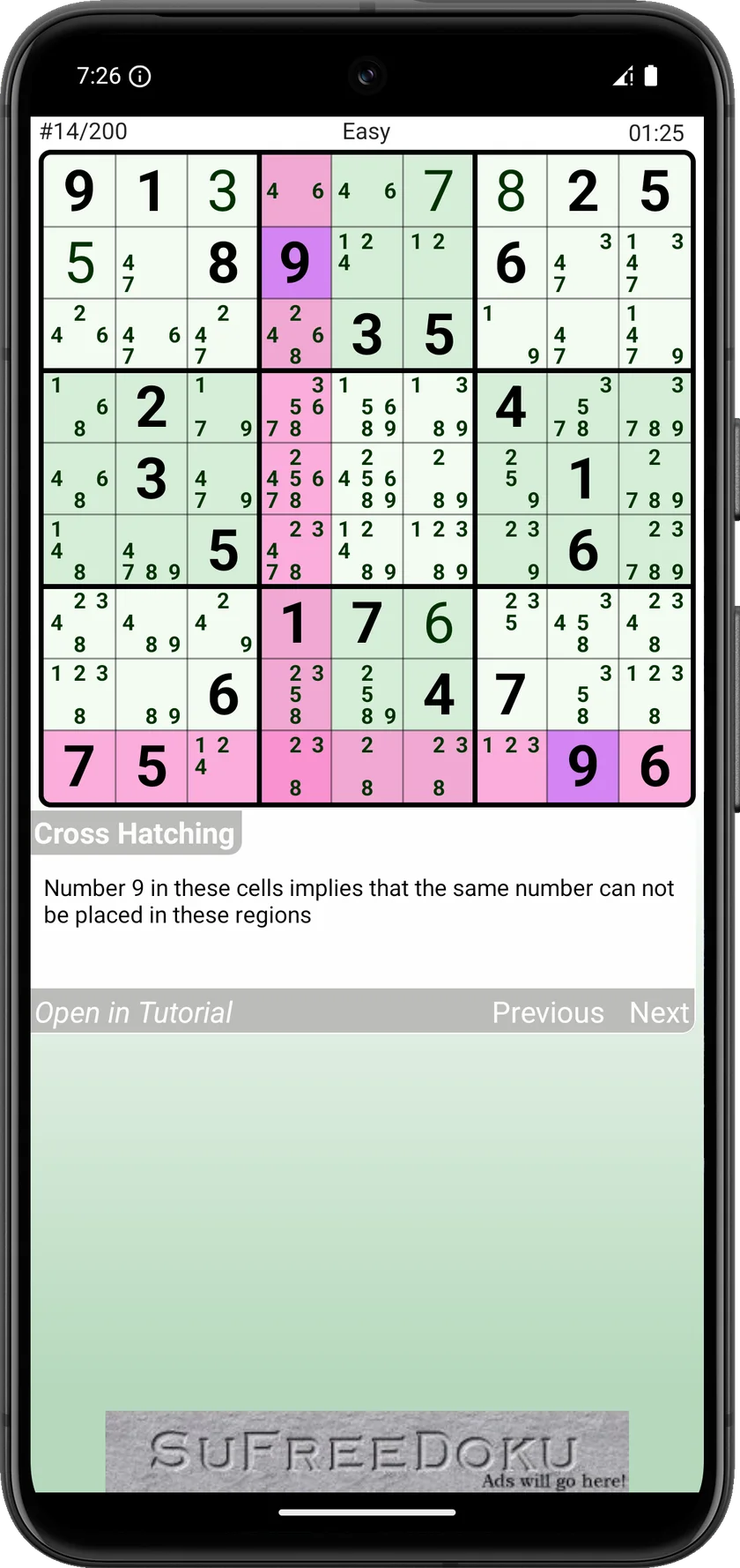 Smart Help explaining the Cross Hatching technique during a game