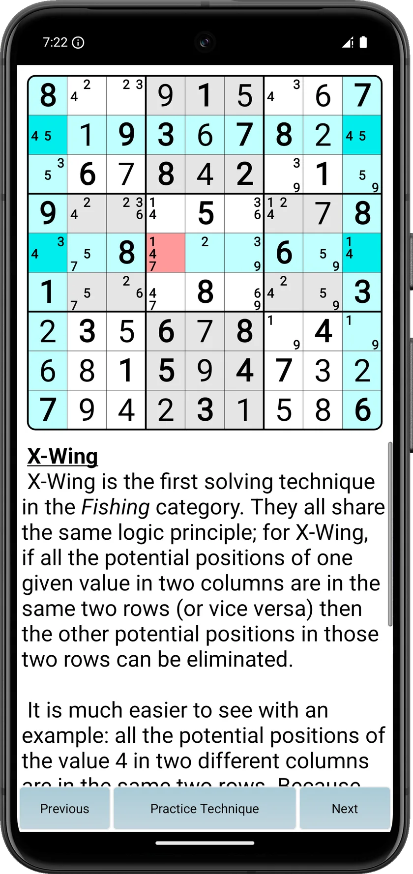The SuFreeDoku tutorial explaining the X-Wing strategy